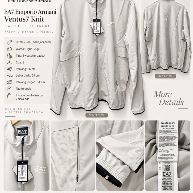 Jaket EA7 Emporio Armani Ventus7 Knit Sweatshirt BNWT/ Baru Tidak Jadi Pakai