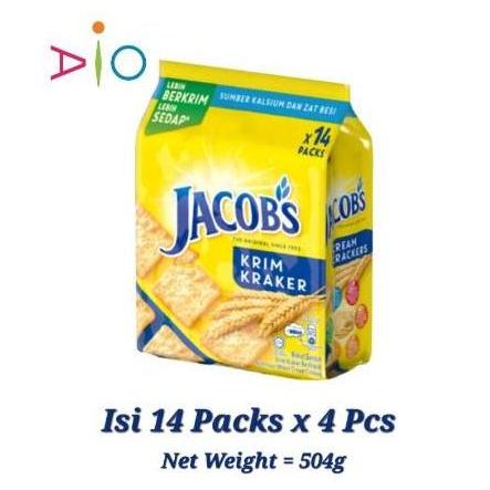 Biskuit Jacobs Cream Cracker | Jacob Low Sodium Hi-Fibre 504g Multipac