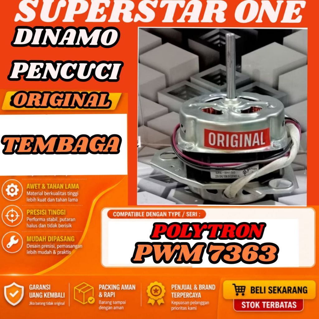 Dinamo pencuci/wash PWM-7363/PWM 7363 DINAMO/MOTOR MESIN CUCI POLYTRON PWM