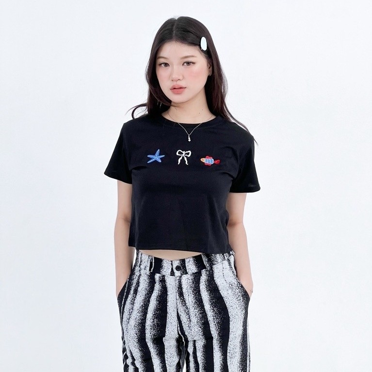 HL Whimsy Tee Crop- Kaos Bordir Ikan