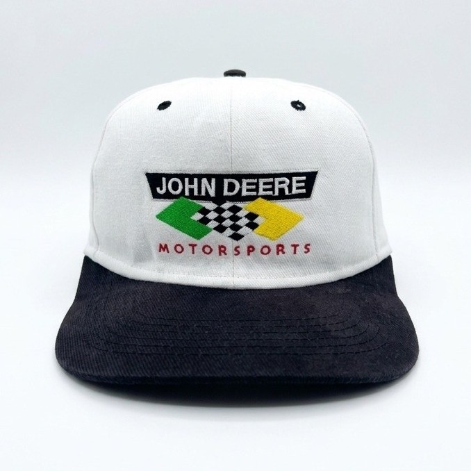 VINTAGE 90s John Deere Motorsports Chad Little 23 Snapback Racing Hat USA