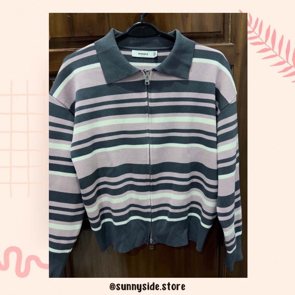 3Mongkis - Selia Knit Top Pink Striped Size M LD 120-150 PRELOVED