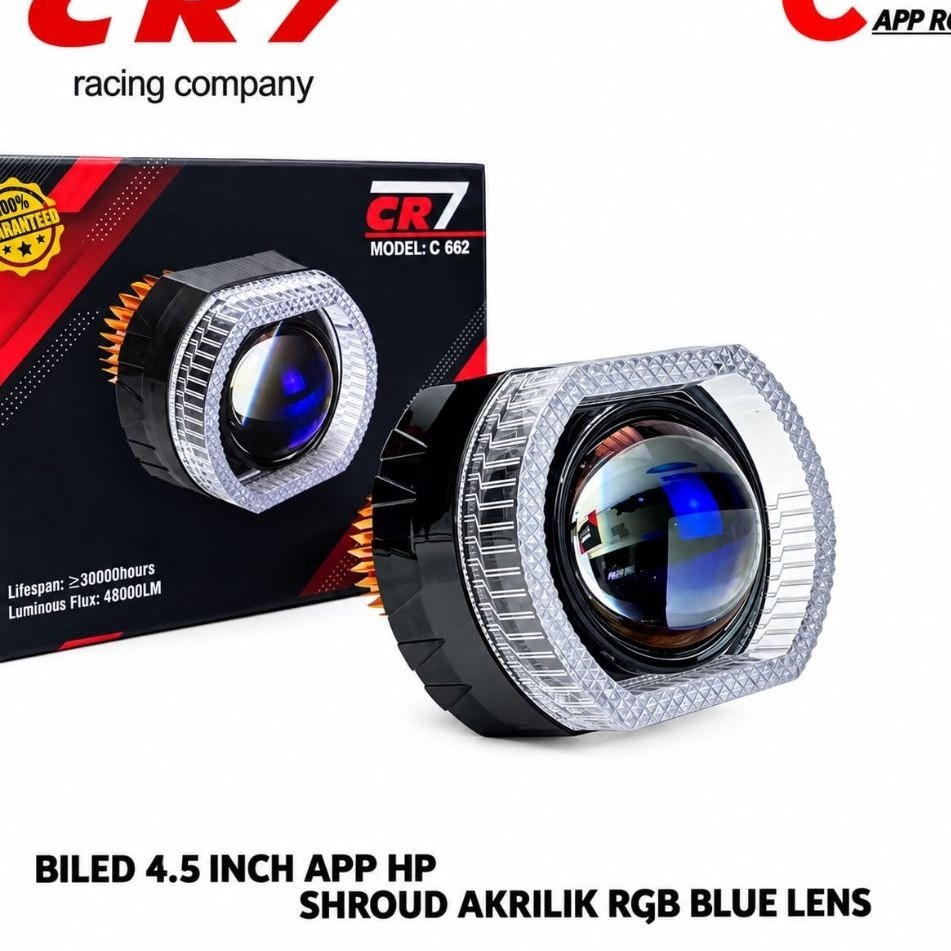 LAMPU UTAMA BILED CR7 C662 4.5 INCH 50-60 Watt DENGAN LENSA BESAR 2.5 INCH PLUS KIPAS PENDINGIN