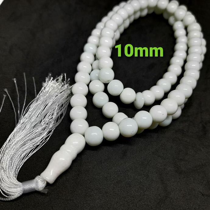 Tasbih Batu Giok Putih Susu 99Butir Di Jamin Asli