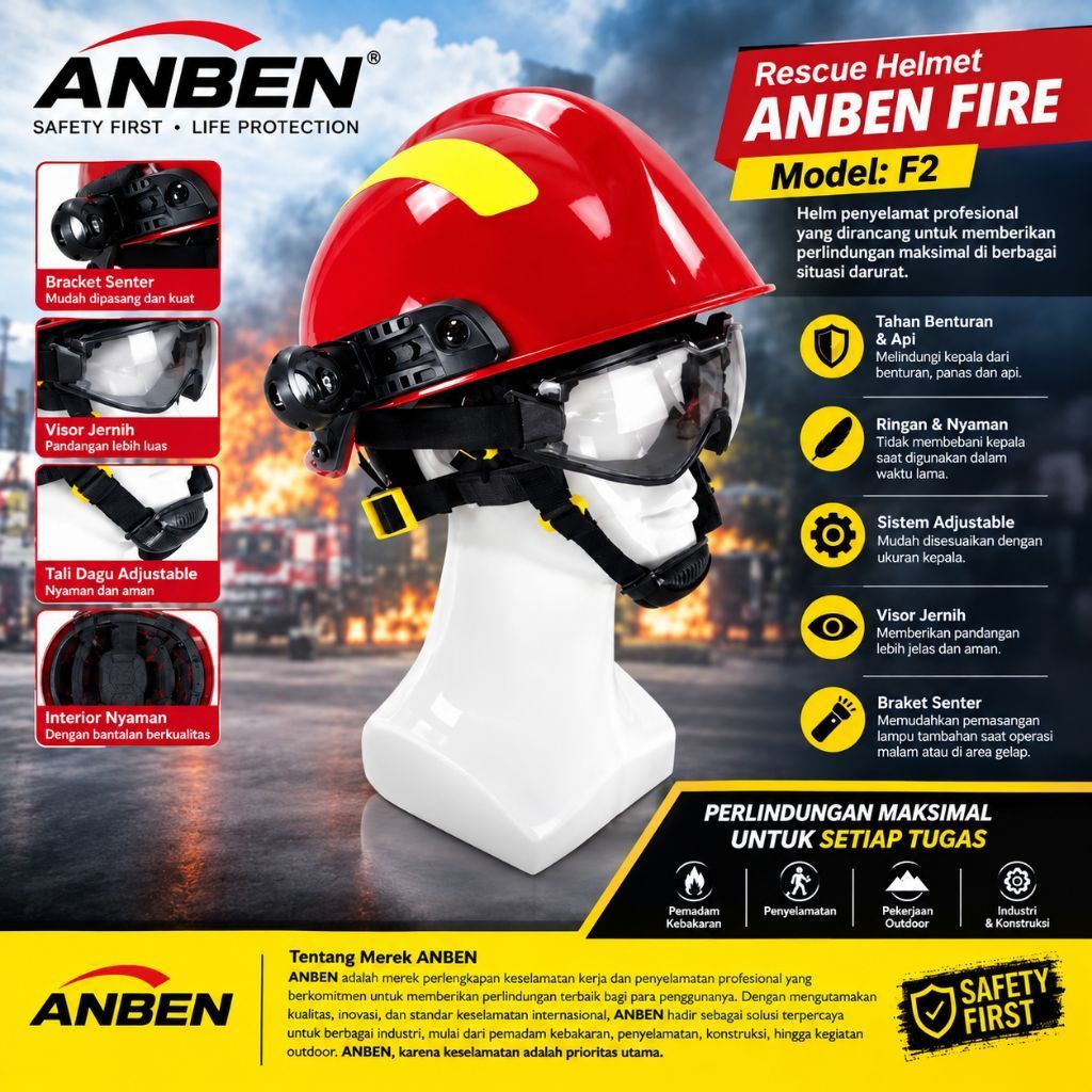 Helm Pemadam Kebakaran Rescue Helmet I ANBENFIREII F2