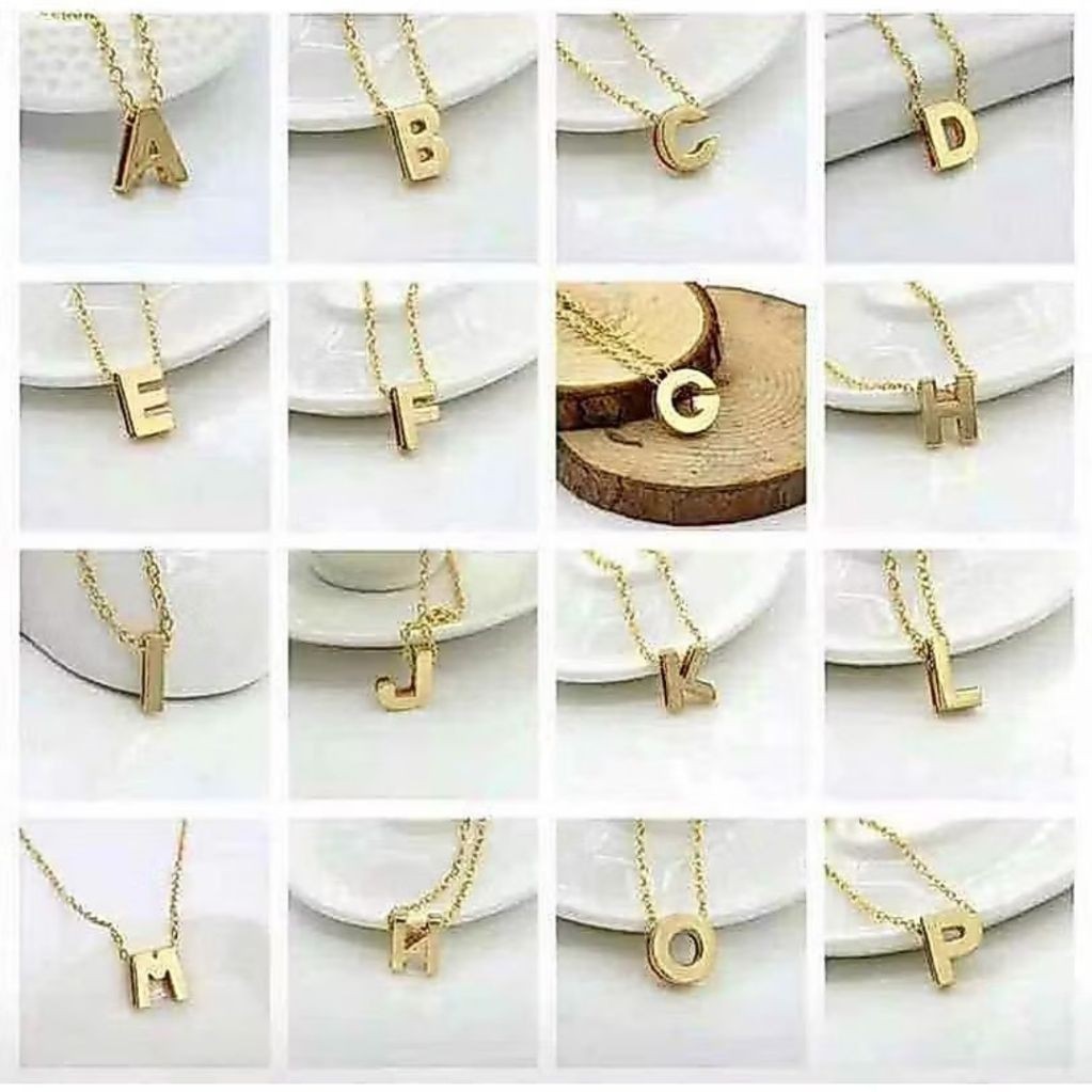 Kalung liontin huruf isial nama kalung huruf N kalung huruf R kalung rantai liontin inisial huruf wa