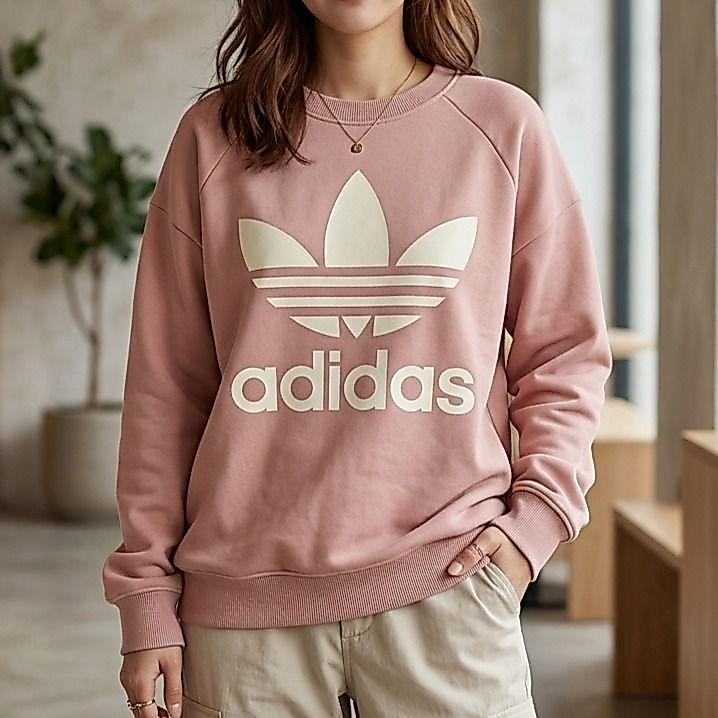 ADIDAS Trefoil Big Logo Oversize Heavyweight Crewneck Sweatshirt Second Preloved