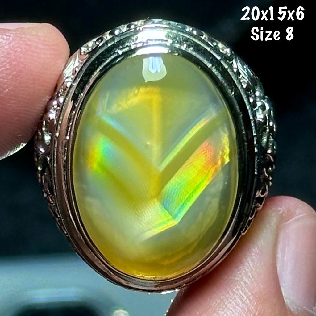 Cincin Batu Akik Natural Iris Junder Pelangi Kristal (asli alam)