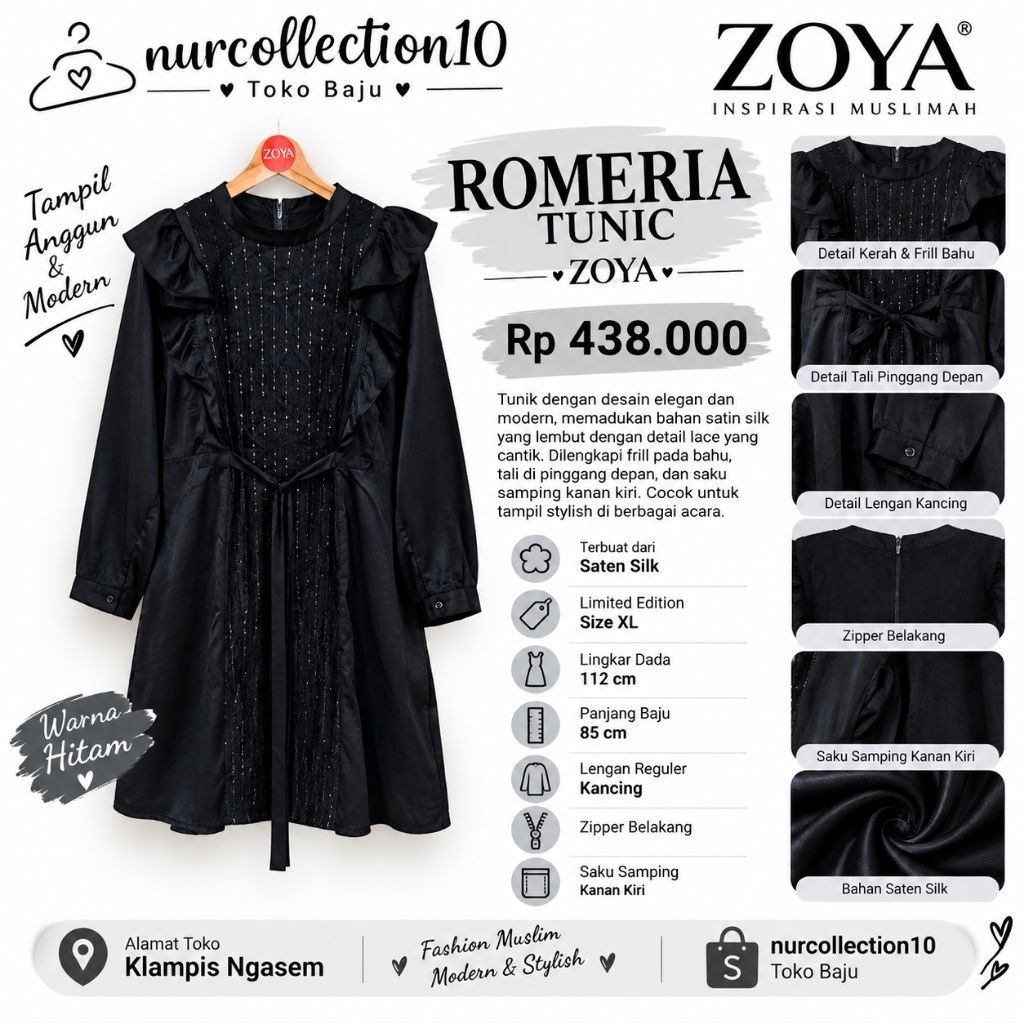 Sale tunik zoya hitam ROMERIA TUNIC midi dress BY ZOYA