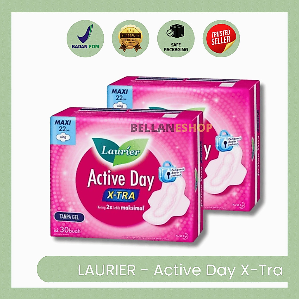 LAURIER Softex Active Day X-Tra Kering 10s 20s Pembalut Wanita
