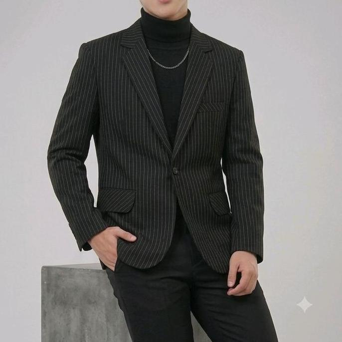 NEW Dvandra.id Jas Blazer Striped  Blazer Salur Pria motif garis-garis tipis vertikal bahan semiwoll