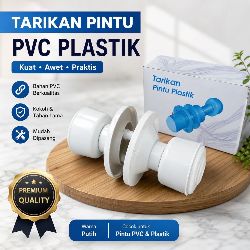 pegangan pintu pvc BULAT Tarikan pintu pvc Putih kemasan Dus kotak