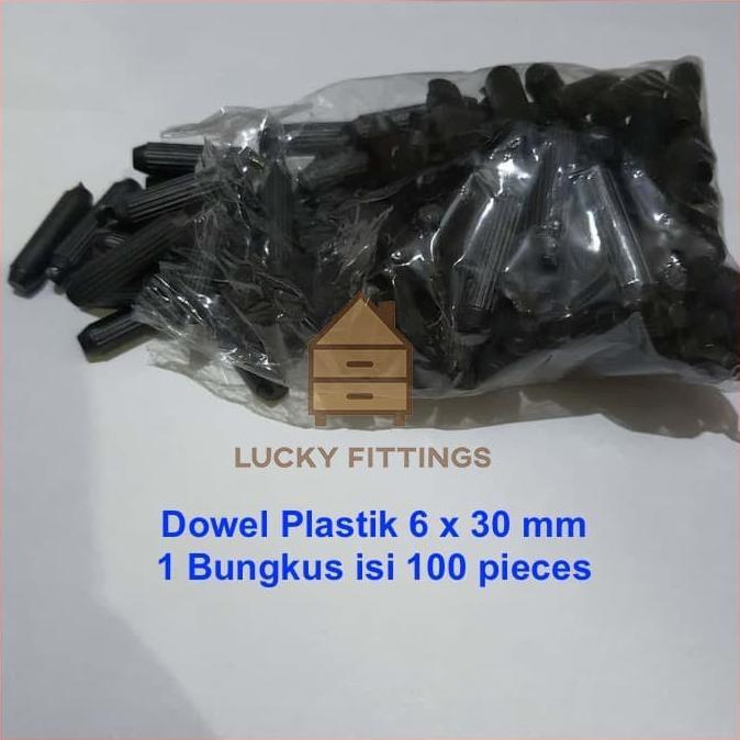 Dowel Plastik Hitam 6 x 30 100 pcs / Bungkus Stik Bulat Dowel Pen