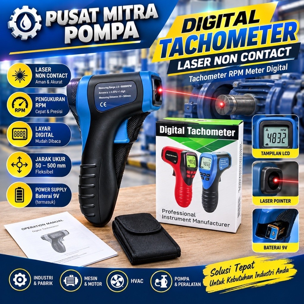 Digital Tachometer Laser Non Contact Tachometer RPM Meter Digital