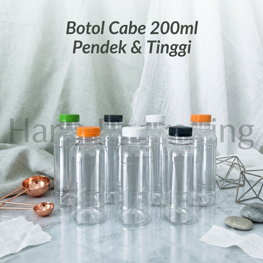 Botol Cabe 200ml / Botol Cabe Pendek / Botol Cabe Tinggi / Botol Plastik 200ml / Food Grade