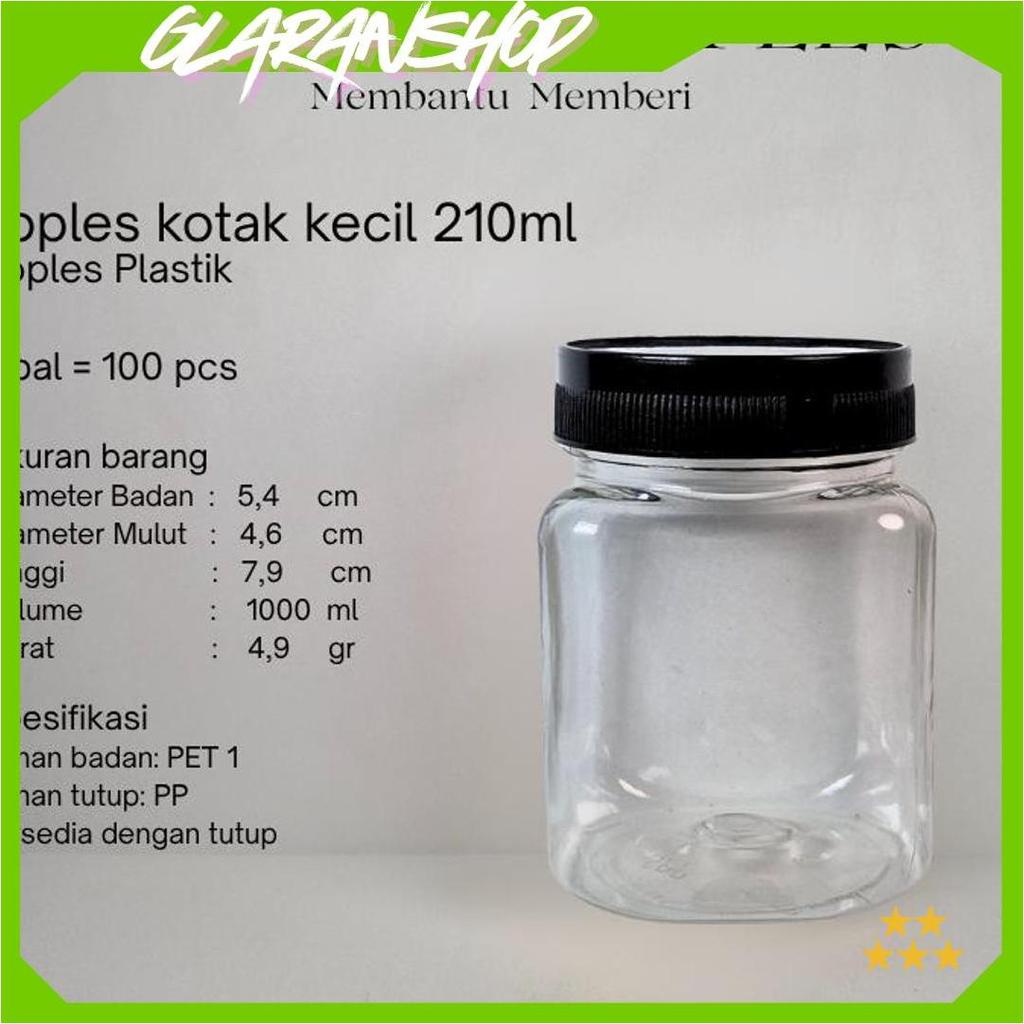 Toples Plastik kotak kecil 210ml/ Jar bumbu dapur, daun teh, jar permen kecil/ lucu, imut, kecil, pa