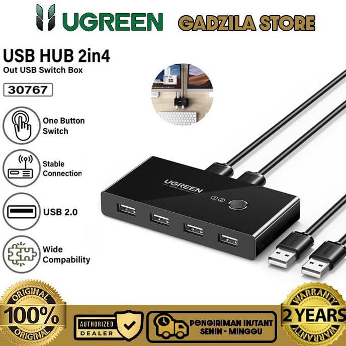 UGREEN Adapter HUB Pc 2 In 4 Port USB 2.0 & 3.0 Sharing Switch Selector For Komputer Laptop PC Keybo