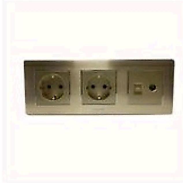 Stop Kontak + Stop Kontak + Outlet Data & Tv 3 Gang K2 Boton Gold Champagne