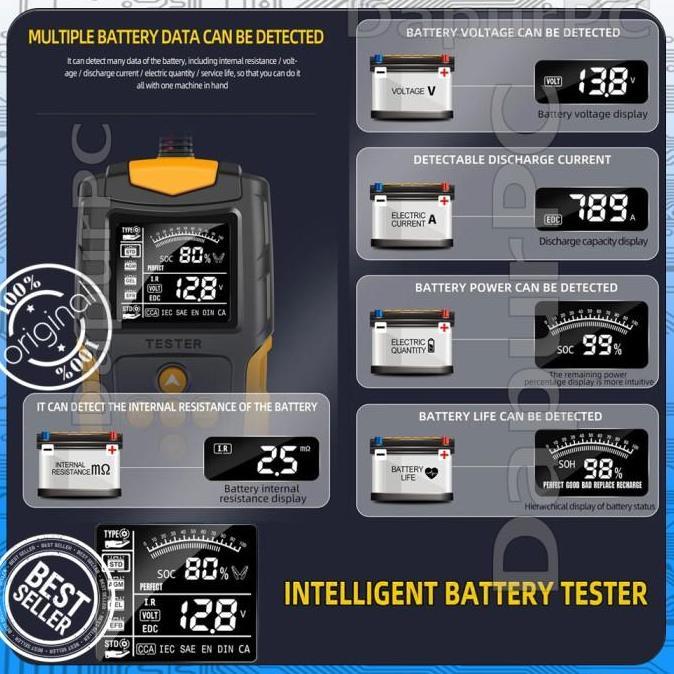 BEBAS ONGKIR - FOXSUR FBT-200 Tester Aki LIFE Detector System 3AH-200AH with LCD