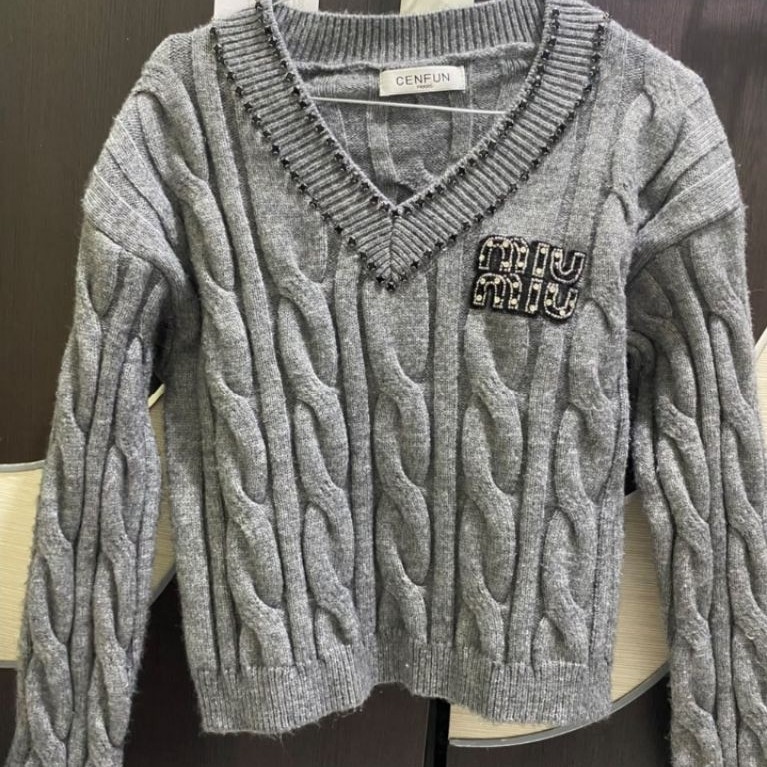 preloved cable knit crop premium