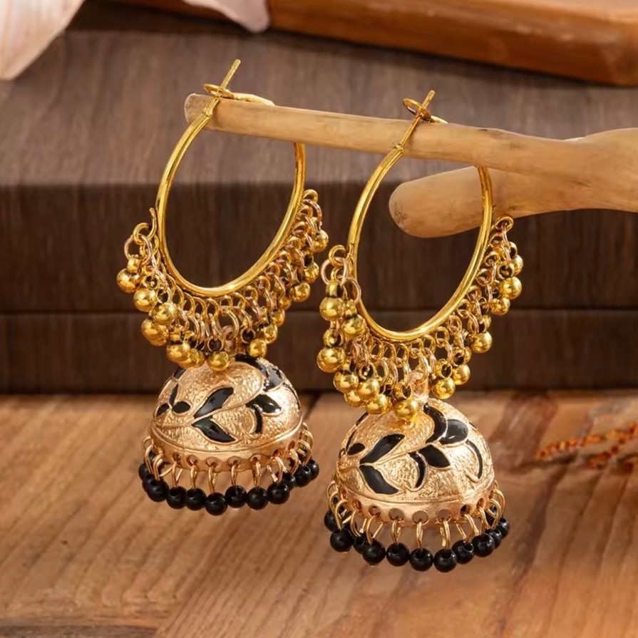 Anting India Jhumka Bulat Ukir Premium Mewah Limited Stock Wedding Reception Asli India