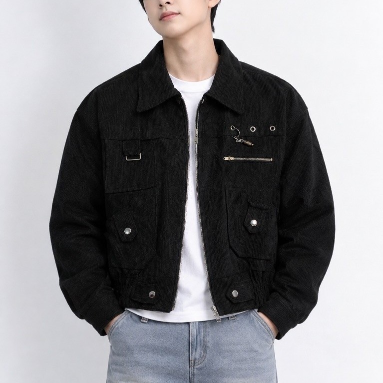 Work Jacket Corduroy Hitam