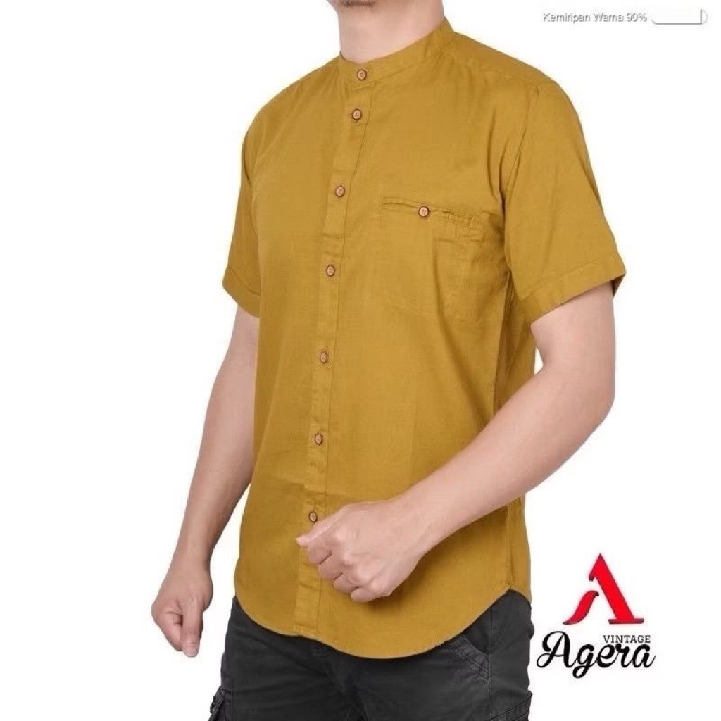 KEMKO AGERA SAJUAK KEMEJA KOKO COLLAR SHANGHAI KANCING FULL / KOKO AGERA