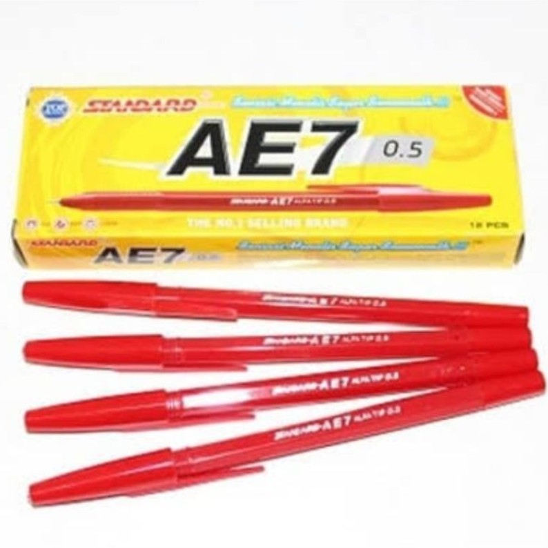pulpen standar merah, biru, hitam 1 pak ( isi 12 pcs)