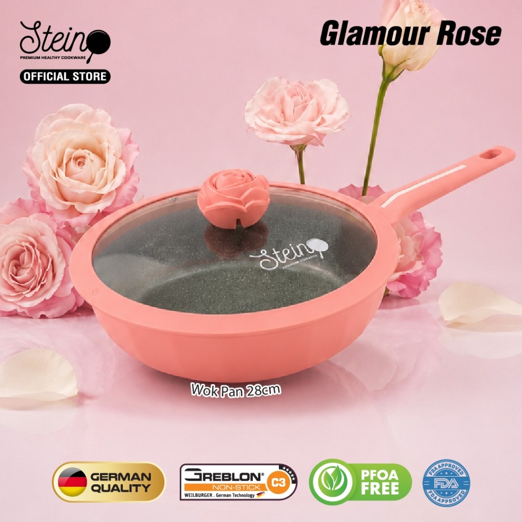 STEIN Rose Wok 28cm | Anti-Lengket | Granite German Coating Wok 28cm