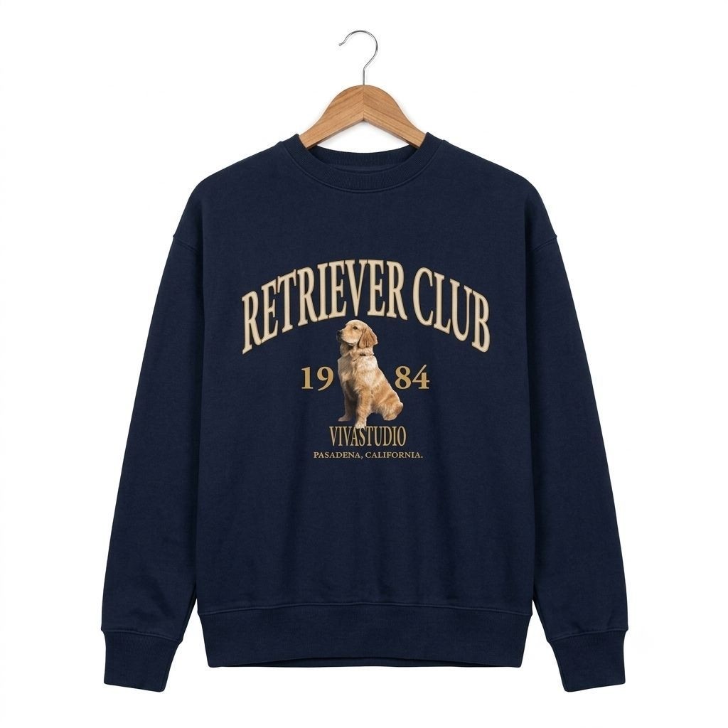 Sweater Crewneck Vivastudio Retriever Club 1984 Navy S fit L