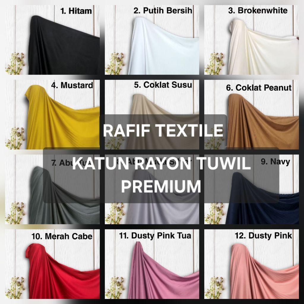 KAIN KATUN RAYON POLOS TUWIL PREMIUM /RAYON TUWIL UNIGLO per[0,5meter]