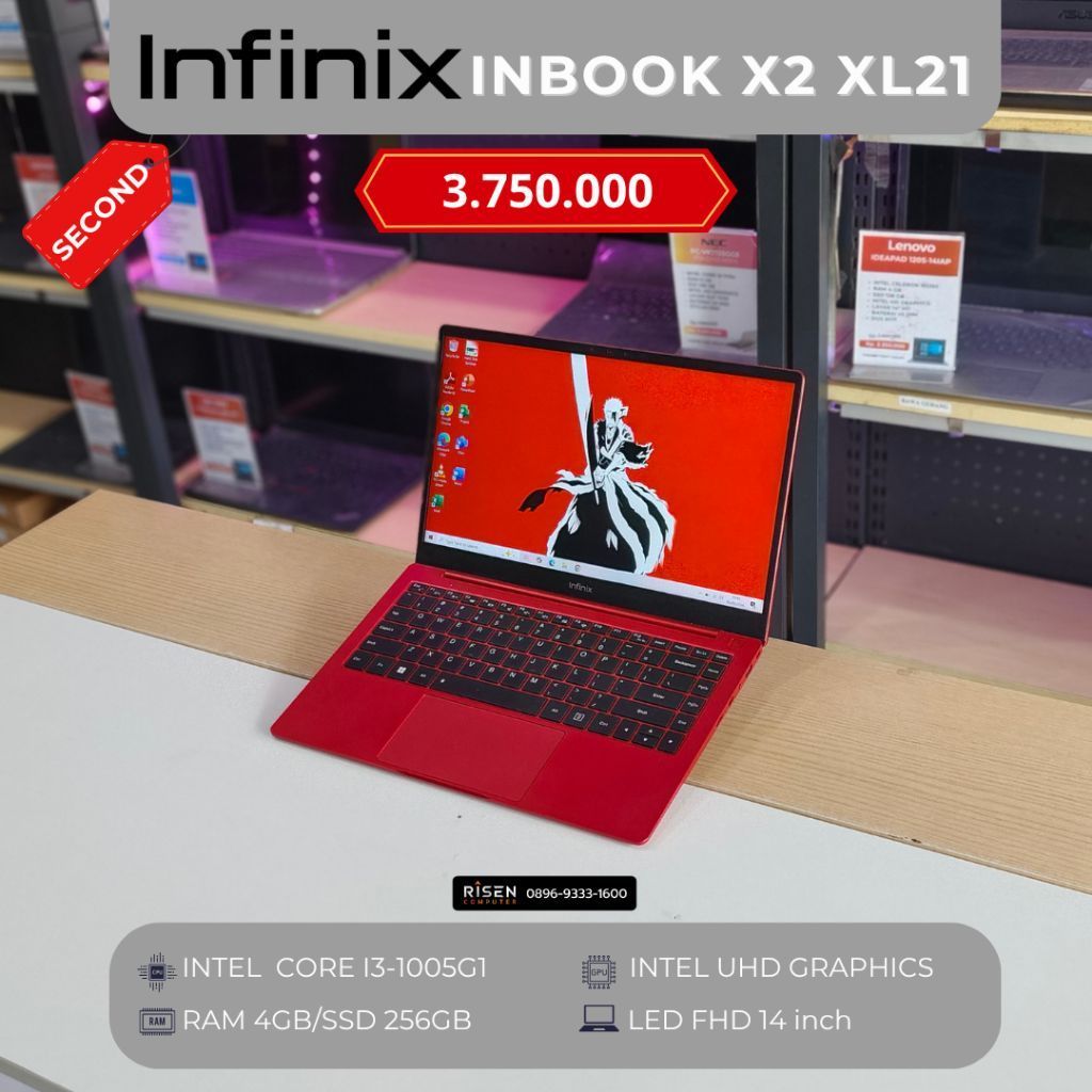 INFINIX INBOOK X2 XL21 Intel Core I3-1005G1 RAM 4GB SSD 256GB FHD 14inch Notebook Second Bekas Lapto