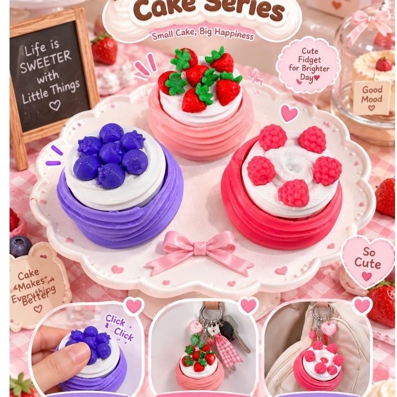 Fruit’s cake fidget clicker | Gantungan kunci fidget clicker 3D | Fidget clicker murah | Keyboard cl