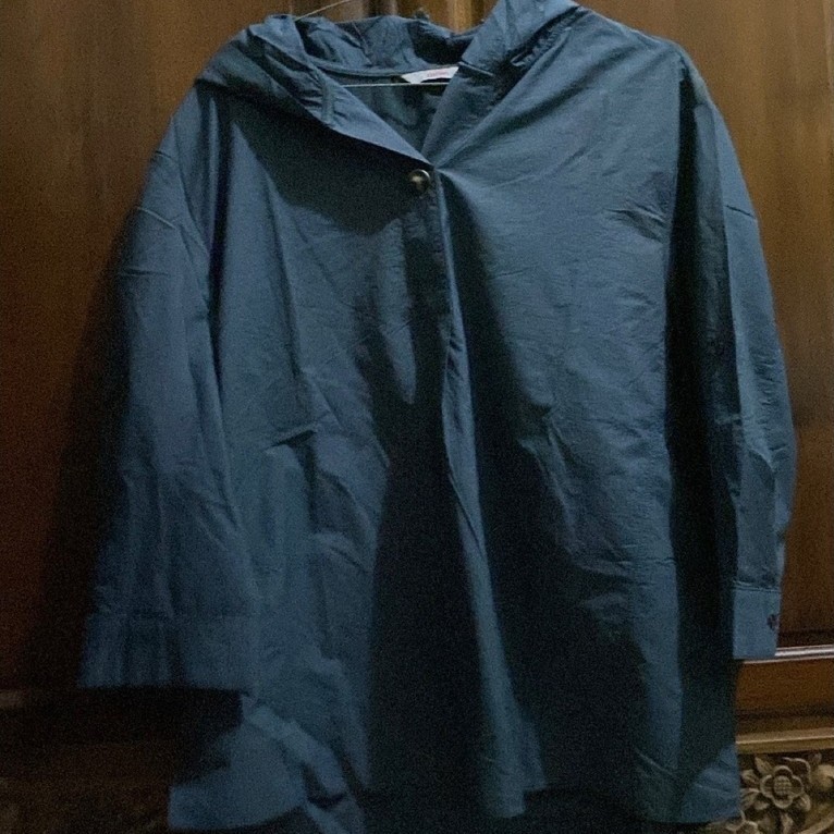 [PRELOVED] Blouse Parka / Jaket Lightweight Zishen Hoodie Charcoal Grey (Oversized Fit to XL)