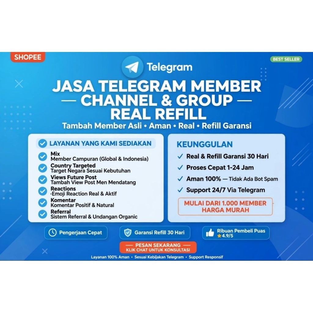 JASA TELEGRAM MEMBER CHANNEL & GROUP REAL REFILL - Mix Country Targeted - Aman Garansi - NiS_STORE