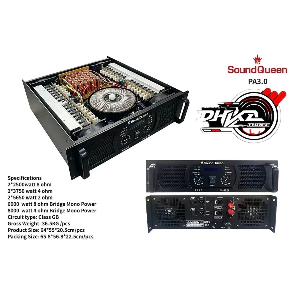 POWER SOUNDQUEEN PA 3.0 LCD CLASS GB 2x2500 WATT ORIGINAL / Power Soundqueen Class GB PA 3.0 2x2500w