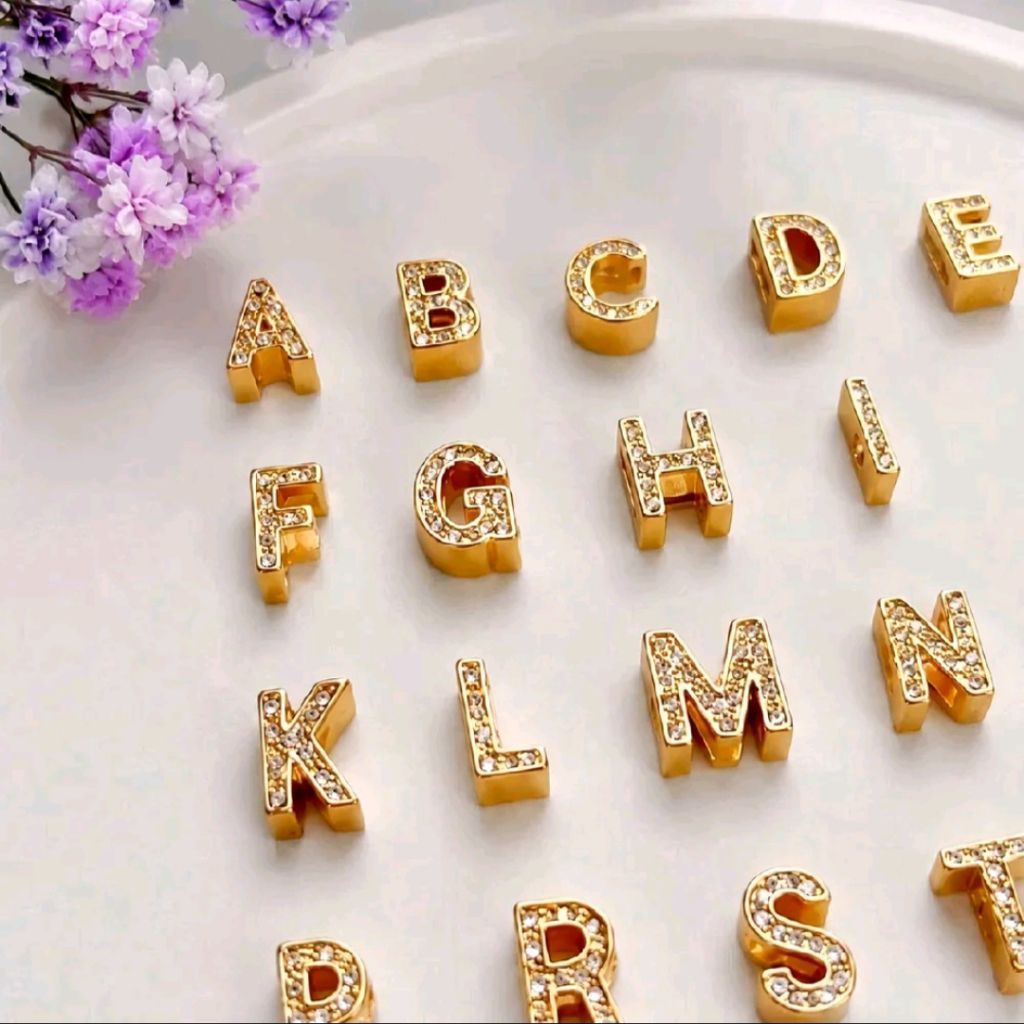 Liontin Huruf Inisial Premium Huruf Balok Untuk Gelang & Kalung DIY Waterproof Anti Air