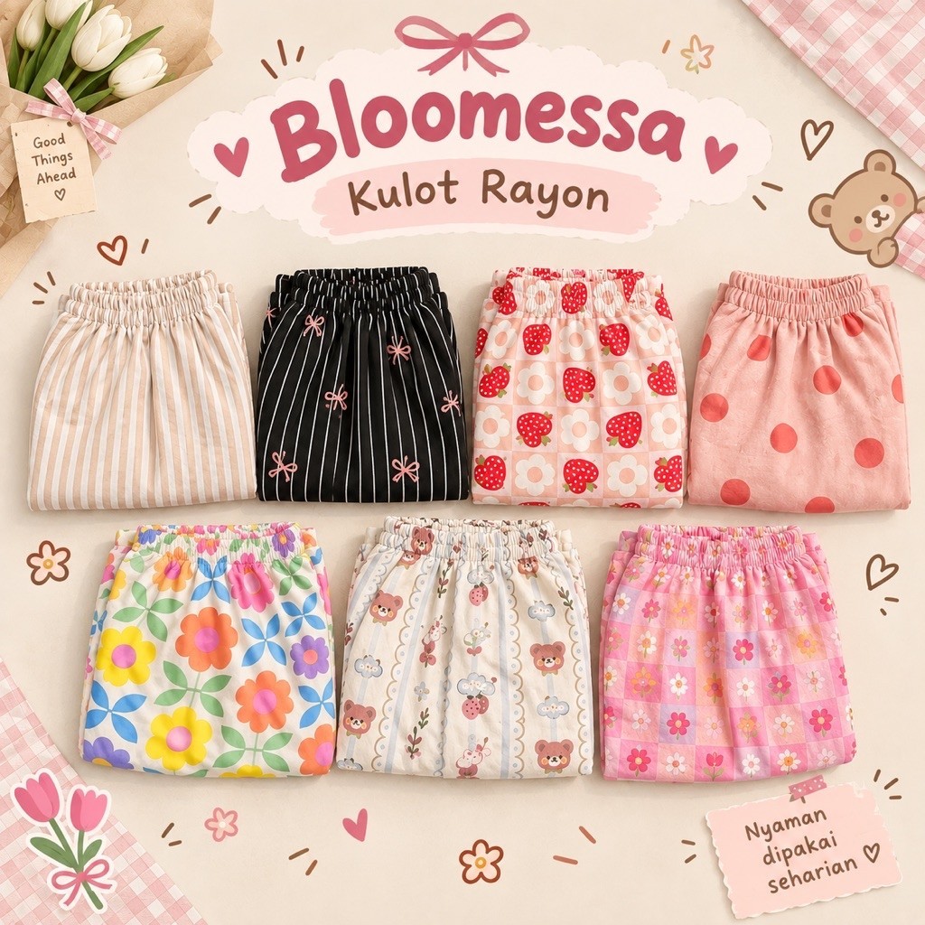 Celana pants kulot rayon hommy kulot nyaman kulot rayon motif kulot korean