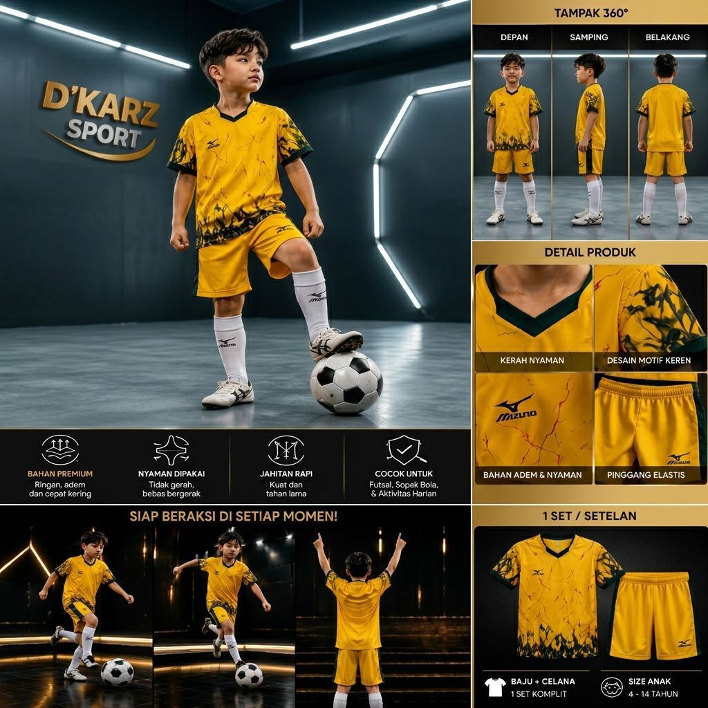 Setelan Kaos Jersey Anak-anak Bahan Dry-fit