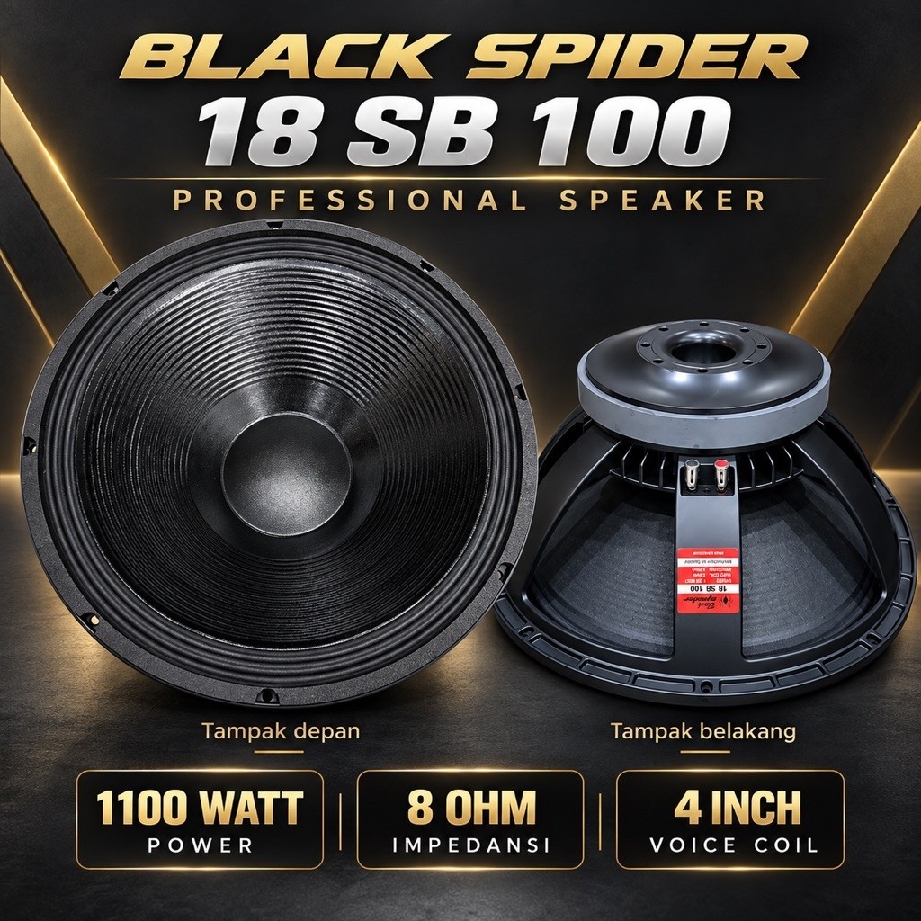 Speaker komponen Black Spider 18inch 18SB100 18 SB100 18 SB 100 woofer blackspider 18inch 18in origi