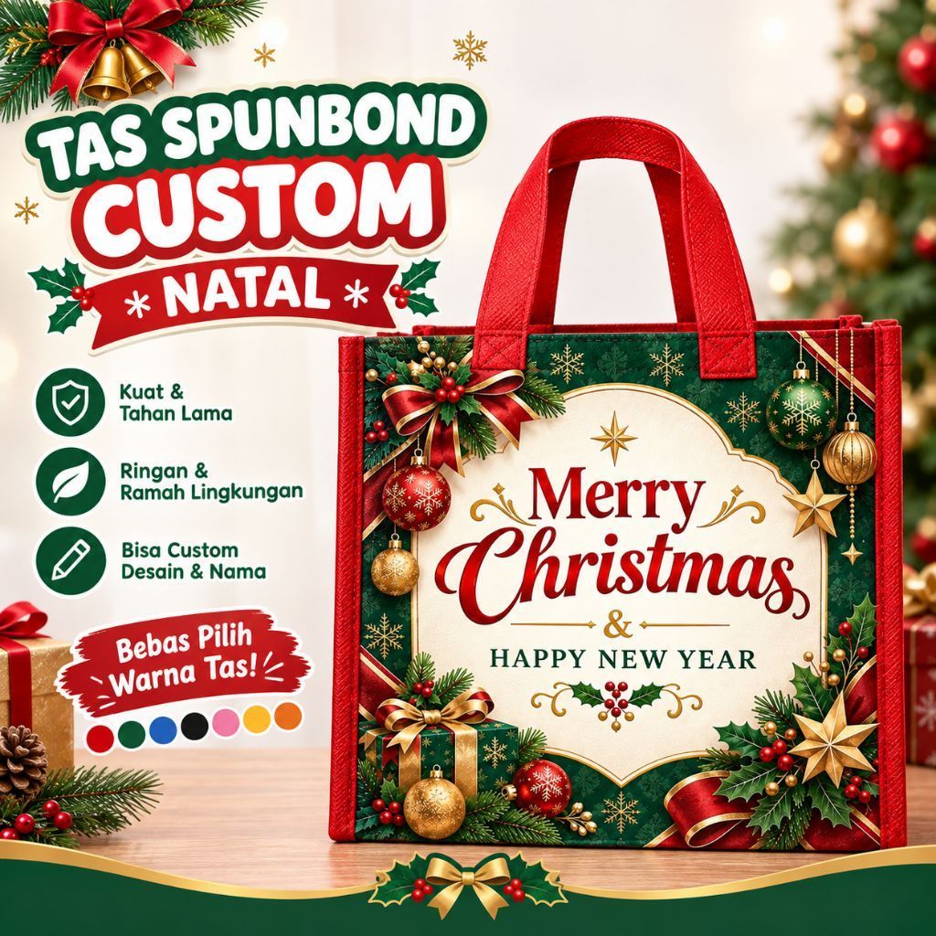 Tas Natal/Tas Natal Custom/Tas Natalan/Souvenir Natal/Goodiebag Natal/Tas Natal Murah/Tas Natal Mery