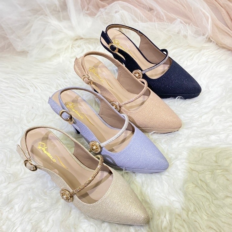 Ellora Heels 10CM- Sepatu Hak Tinggi Elegan dengan Desain Tali dan Hiasan Bunga untuk Tampilan Mewah