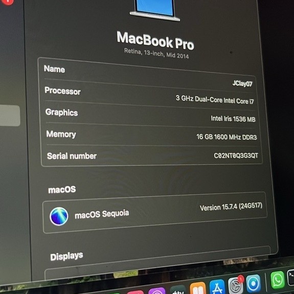MACBOOK PRO RETINA 2014 13” CORE i7 16/256GB