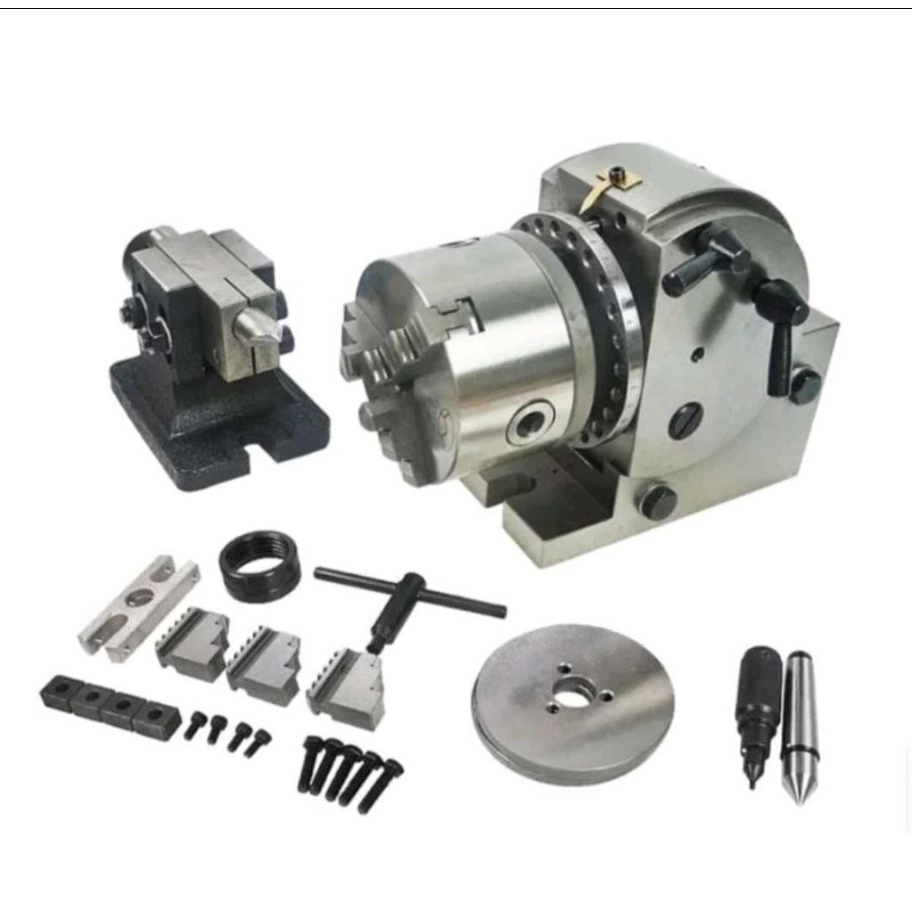KEPALA PEMBAGI DIVIDING HEAD BS-0 SET CLAW 5IN. DIVIDING HEAD 6IN BARU. PEMBAGI GIGI DIVIDING SET