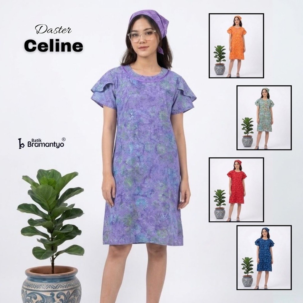 Daster Celine Batik Bramantyo wanita lengan pendek motif batik
