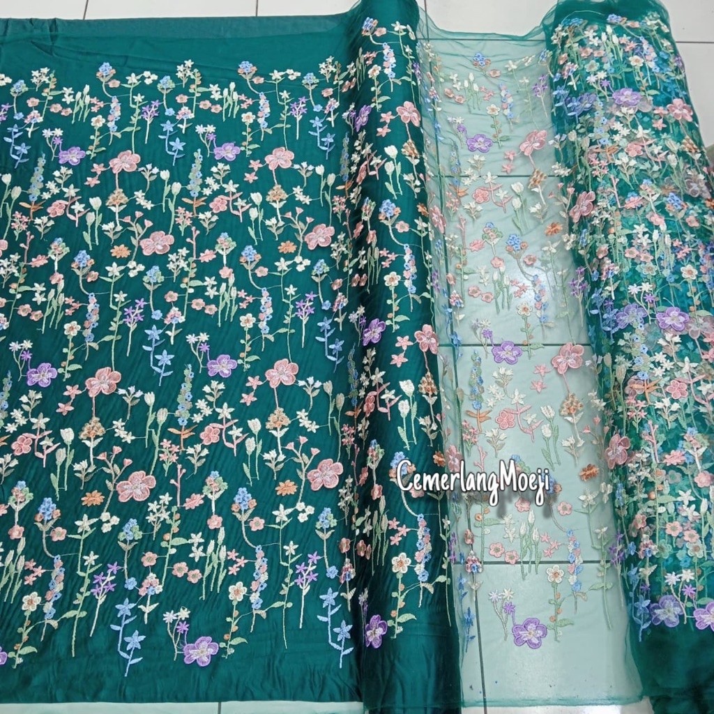 BAHAN TILE BUNGA BORDIR MULTI COLOUR / TILE BORDIR Bunga