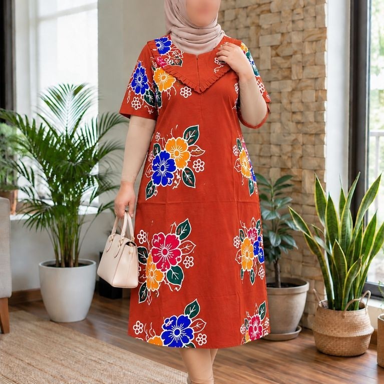 DASTER MINDY LD 120  – Daster Batik Cap motif Sunan Jumbo Pekalongan Adem | Busui Friendly Baju Tidu