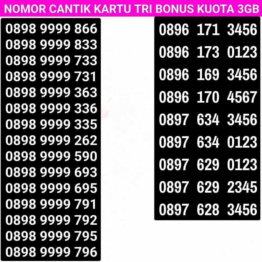 Nomor cantik kartu tri 11 digit Kartu perdana tri 11 digit triple 888 999 777