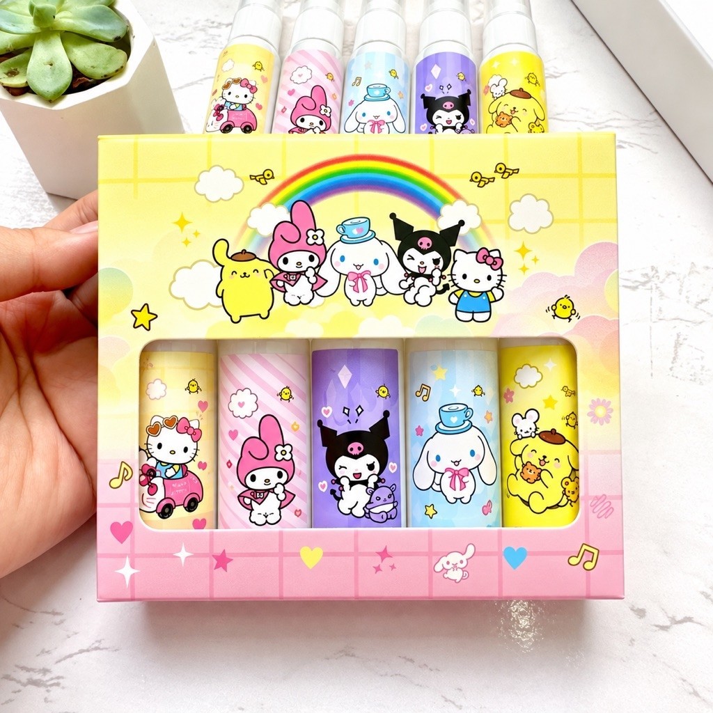 PARFUM ANAK S4N R1O DAPAT 5PCS (1 Box isi 5 x 30ml) - Perfume Kuromi Cinamoroll My Melody Hello Kitt
