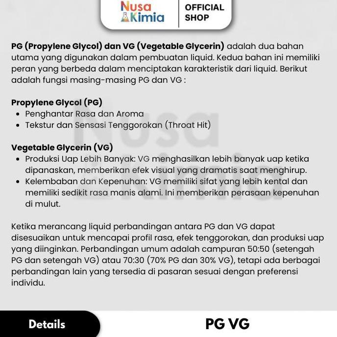 Butter- Paket Bundling Vg (Vegetable Glycerin) + Pg (Propylene Glycol) 500Gram